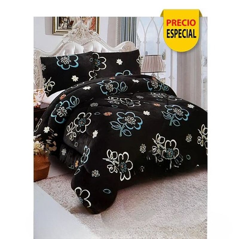 GENERICO - Plumón Sherpa 2 Plazas Negro y Flores