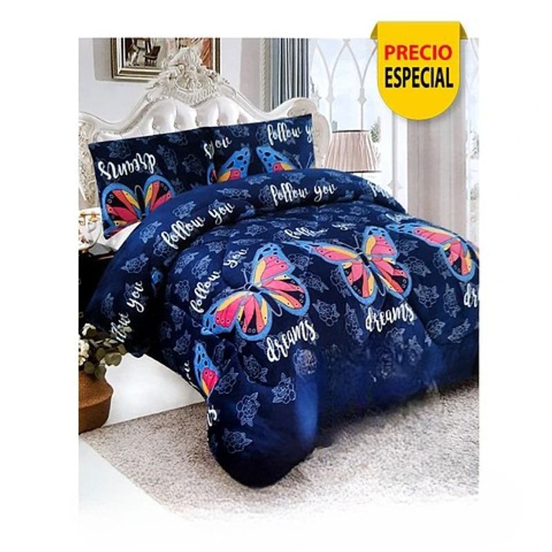GENERICO - Plumón Sherpa 2 Plazas Azul y Mariposa