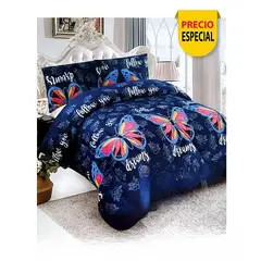 GENERICO - Plumón Sherpa 2 Plazas Azul y Mariposa