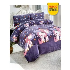 GENERICO - Plumón Sherpa 1,5 Plaza Lila y Unicornios