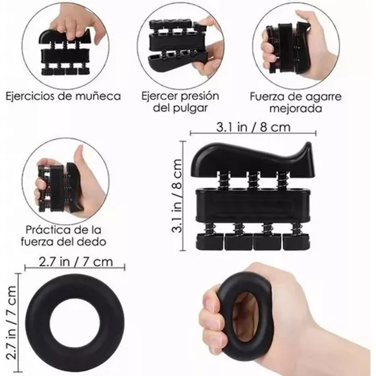 GENERICO - Entrenamiento De Fuerza De Agarre, Rehabilitación, Kit 5 Pcs