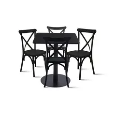 KLIK - Comedor 70x70 Tubo Metal cubierta MDF + 4 Silla Crossback Danubio Negr