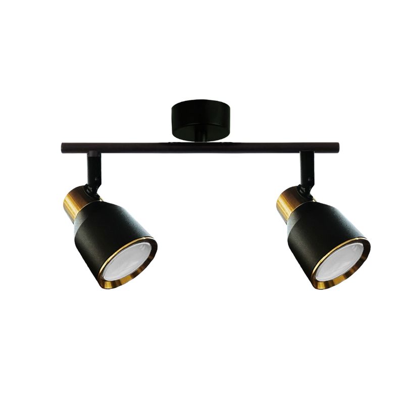 HB LEDS - Foco Spot Cielo o Muro Porta 2xGU-10 Round NegroDorado Incluye Ampolleta