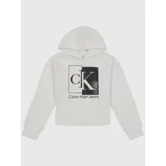 CALVIN KLEIN - Polerón con Gorro Niña Split Box Blanco