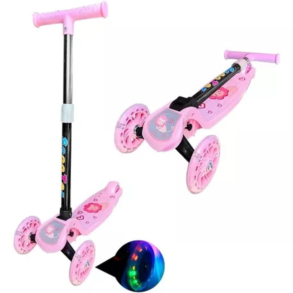 GENERICO - Scooter Monopatin Kids Plegable Ruedas Led Niñas Rosado