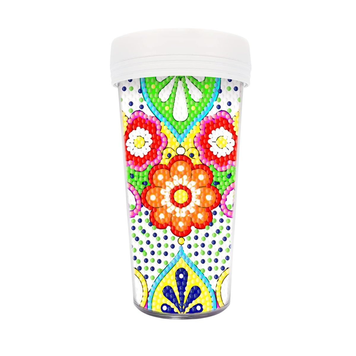 GENERICO - Vaso Pintura con Diamantes - Flores Talavera