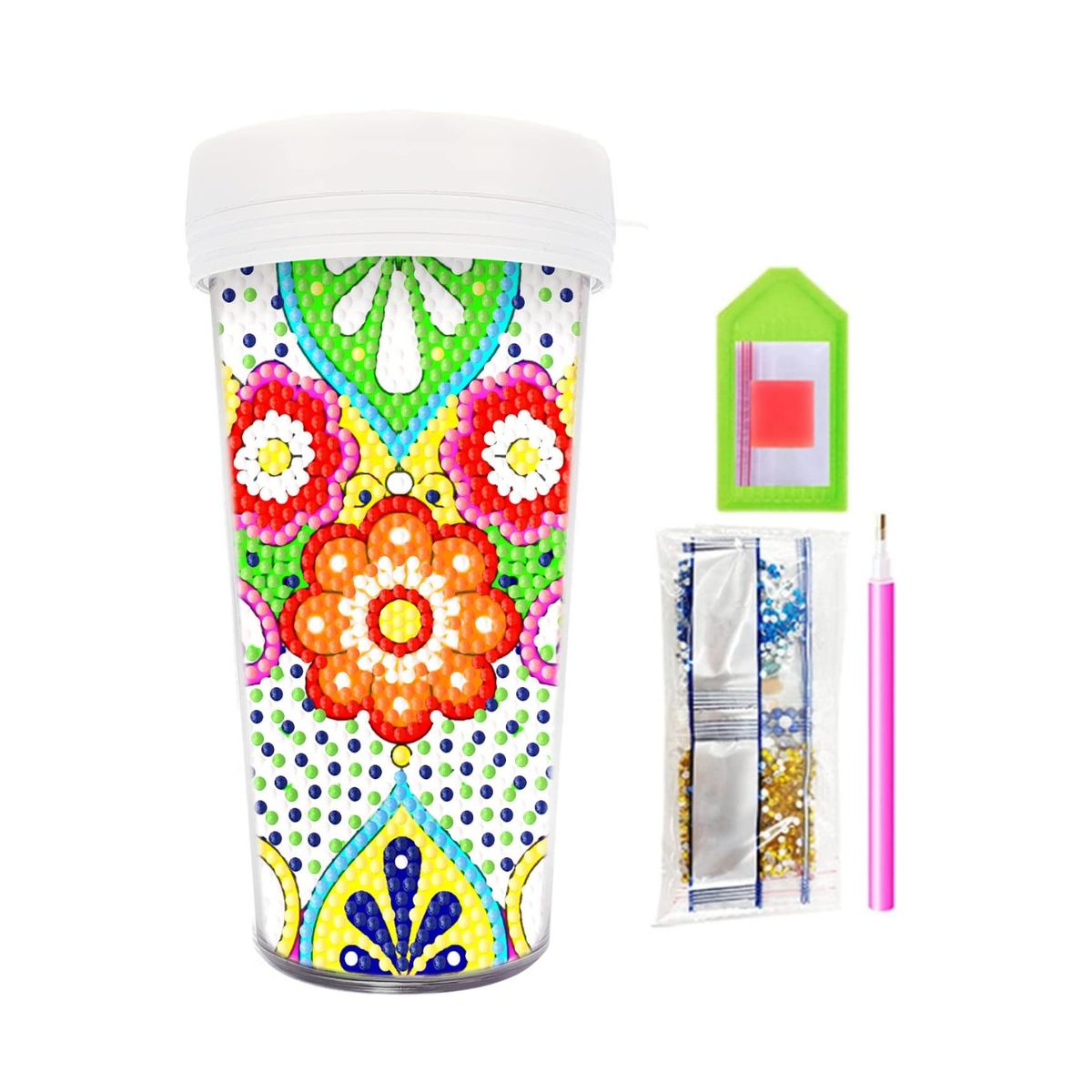GENERICO - Vaso Pintura con Diamantes - Flores Talavera