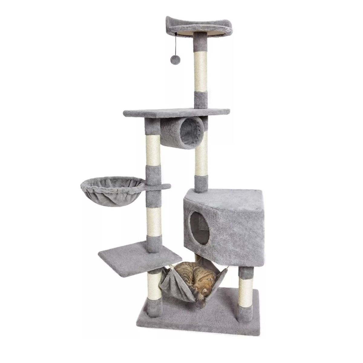 GENERICO - Rascador Torre 150cm Gato Arbol Trepador Terciopelo + Hamaca
