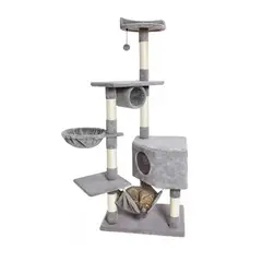 GENERICO - Rascador Torre 150cm Gato Arbol Trepador Terciopelo + Hamaca