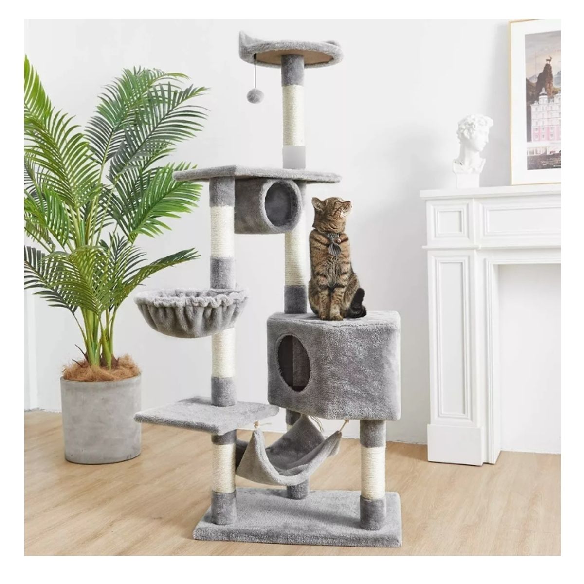 GENERICO - Rascador Torre 150cm Gato Arbol Trepador Terciopelo + Hamaca