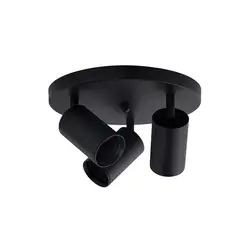 HB LEDS - Foco Base Redonda Porta 3xGU10 Negro Incluye Ampolletas
