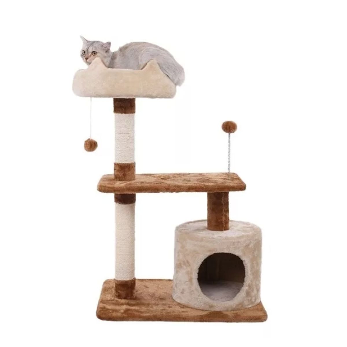 GENERICO - Rascador Torre 78cm Gatos Casa Cama Terciopelo + Juguete