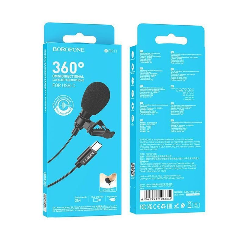 GENERICO - MICROFONO LAVALIER TIPO C BOROFONE NEGRO