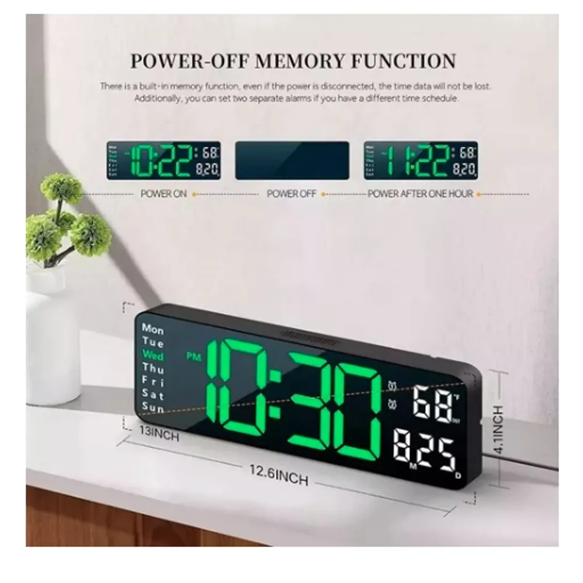 GENERICO - Reloj De Pared Digital Decorativo Led Pantalla Grande