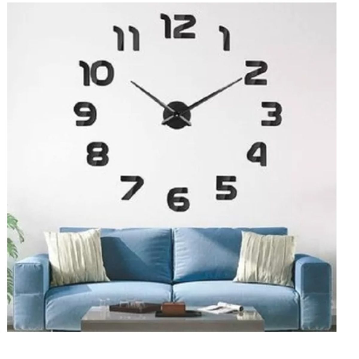 GENERICO - Reloj De Pared 3d Grande Números Negros Color de la estructura Negro