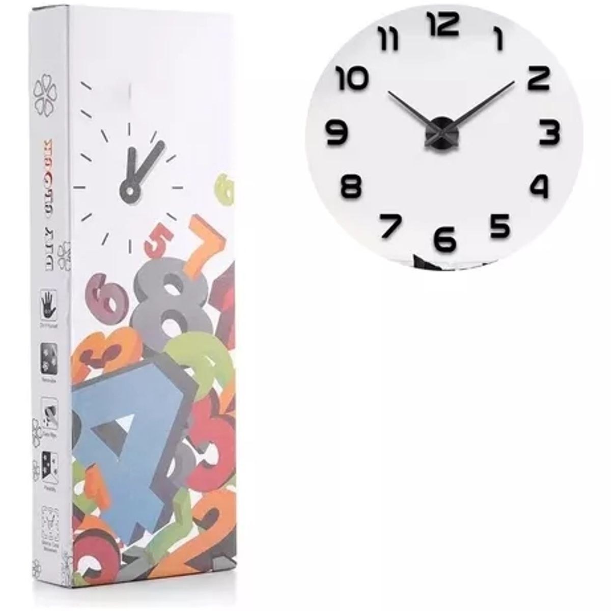 GENERICO - Reloj De Pared 3d Grande Números Negros Color de la estructura Negro