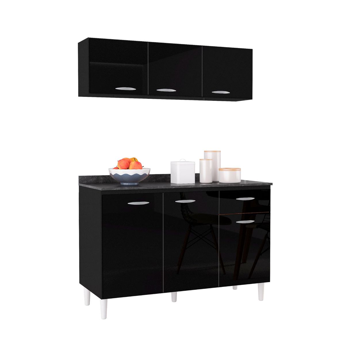 TAHUARI - Mueble de cocina con aereo Maria Gracia negro