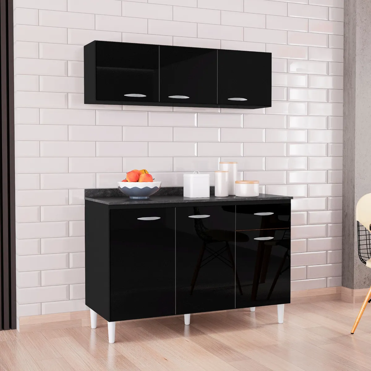 TAHUARI - Mueble de cocina con aereo Maria Gracia negro
