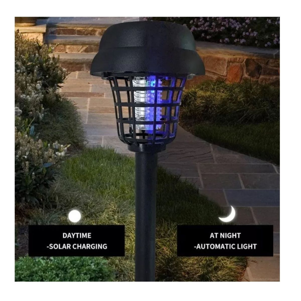 GENERICO - x2 Lampara Luz Solar Mata Mosquitos Insectos Masca Uv 2 Modos