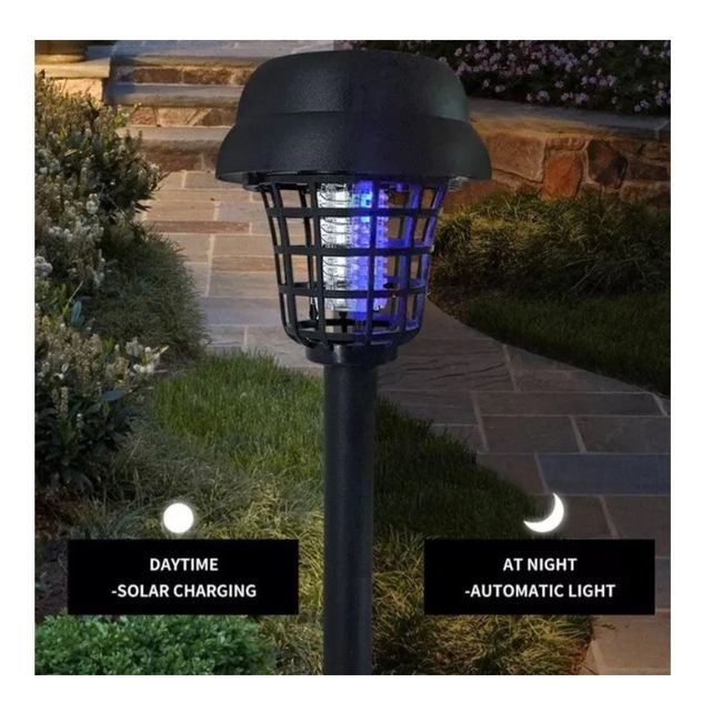 GENERICO - x2 Lampara Luz Solar Mata Mosquitos Insectos Masca Uv 2 Modos