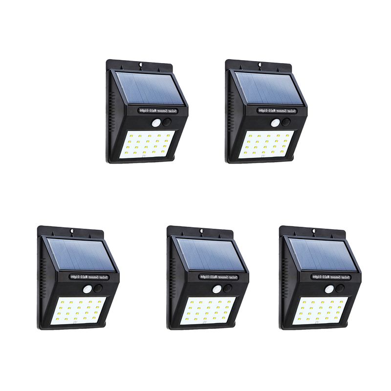 HB LEDS - Pack 5 Foco Solar LED Con Sensor De Movimiento 5W