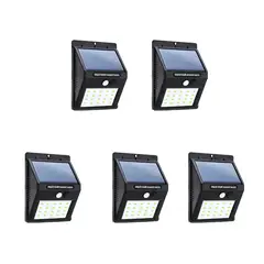 HB LEDS - Pack 5 Foco Solar LED Con Sensor De Movimiento 5W