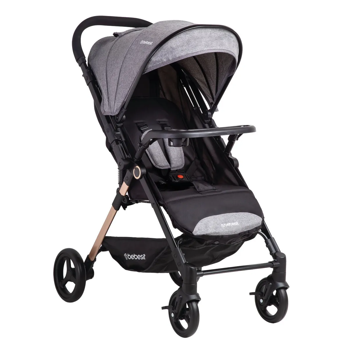 BEBESIT - Coche de Paseo City Reversible con Bandeja Gris