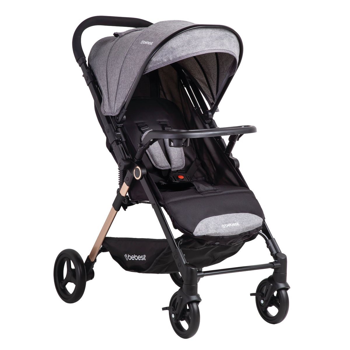 BEBESIT - Coche de Paseo City Reversible con Bandeja Gris