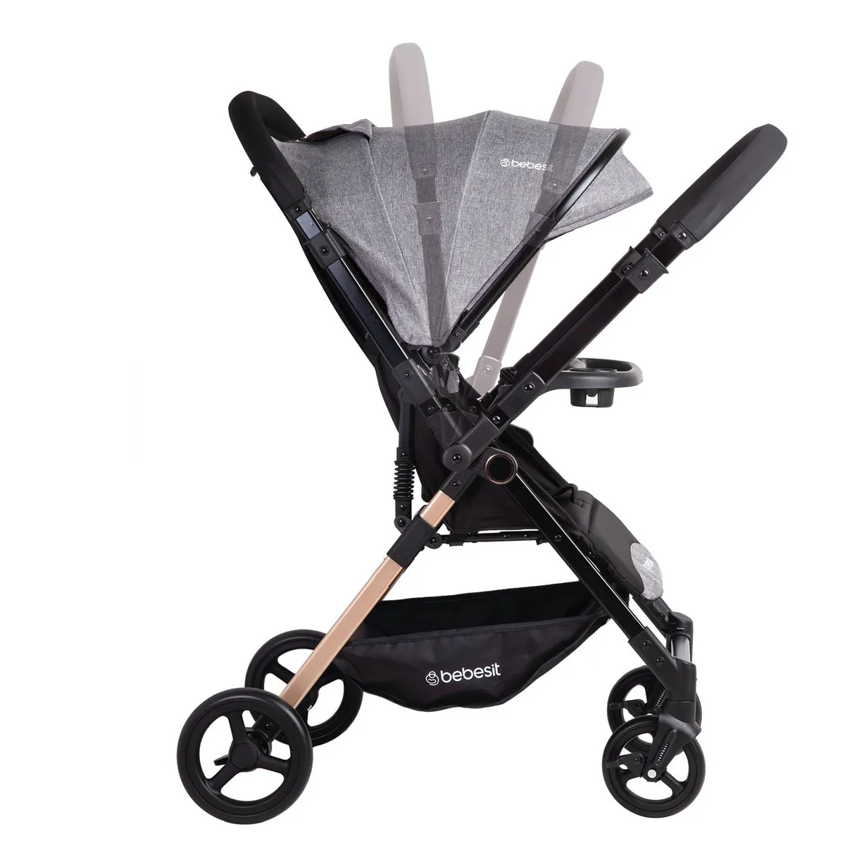 BEBESIT - Coche de Paseo City Reversible con Bandeja Gris