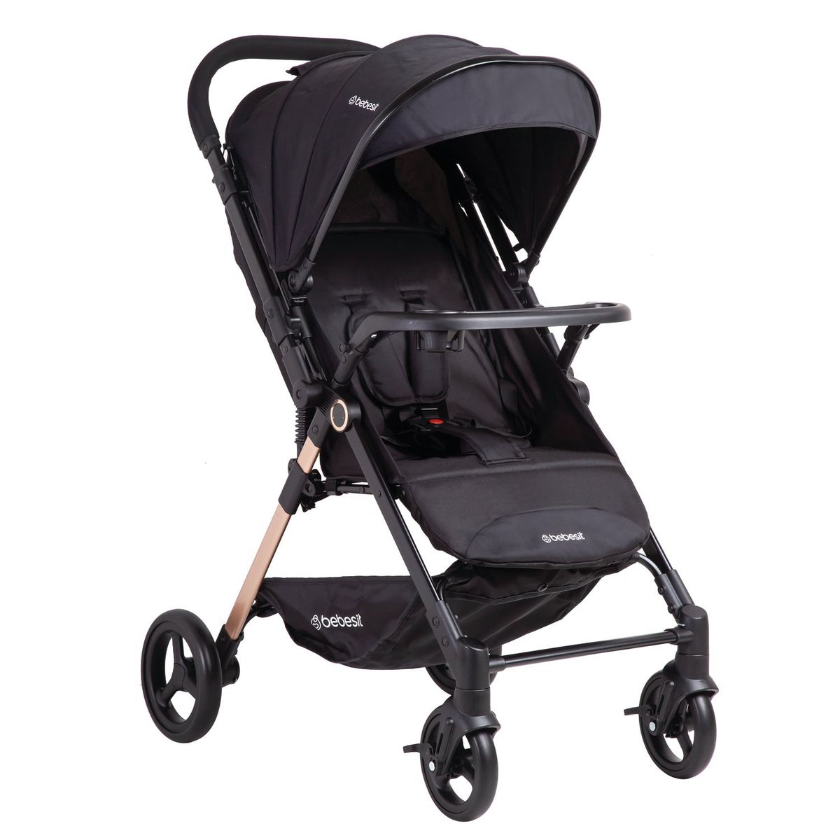 BEBESIT - Coche de Paseo City Reversible con Bandeja Negro