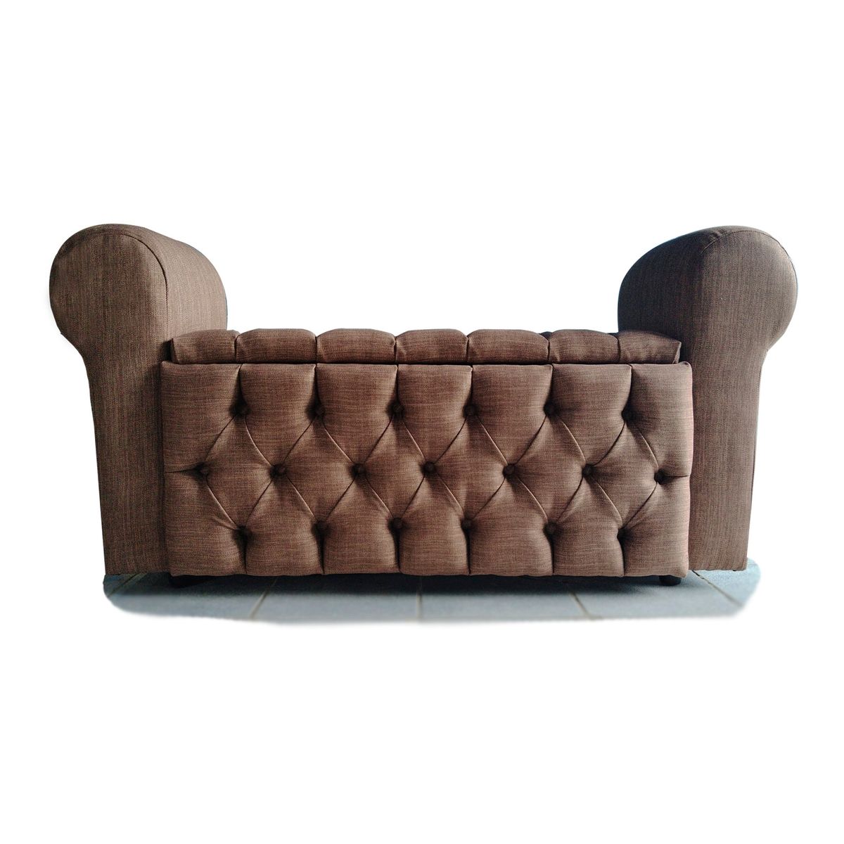 MUEBLES HVM - Baul Capitone con Brazos cafe Lino