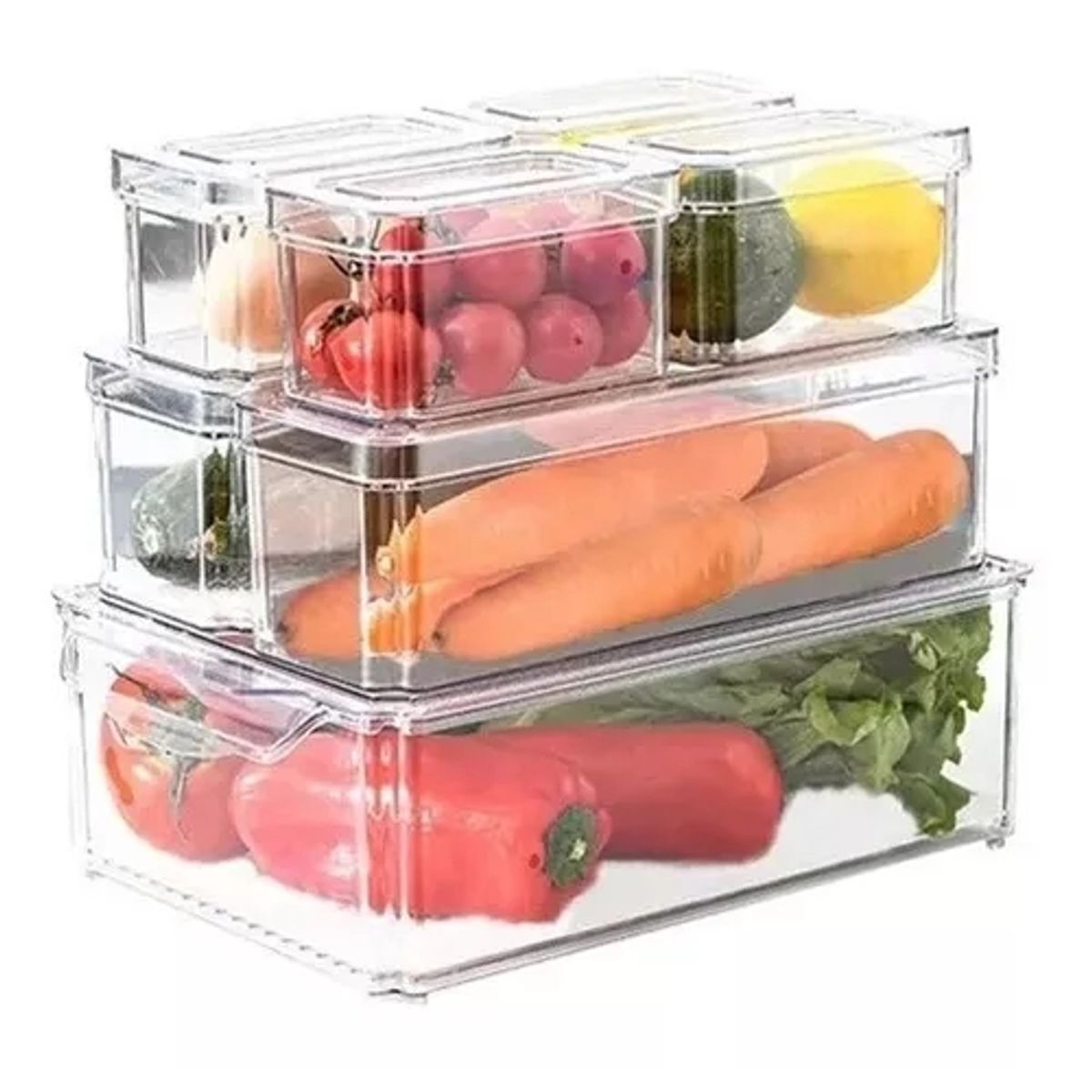 GENERICO - Organizador Refrigerador Cocina Set 7 Contenedores Con Tapa