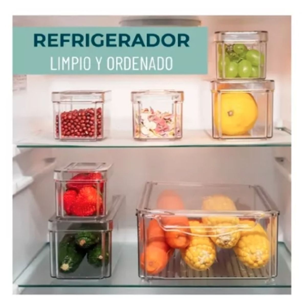 GENERICO - Organizador Refrigerador Cocina Set 7 Contenedores Con Tapa