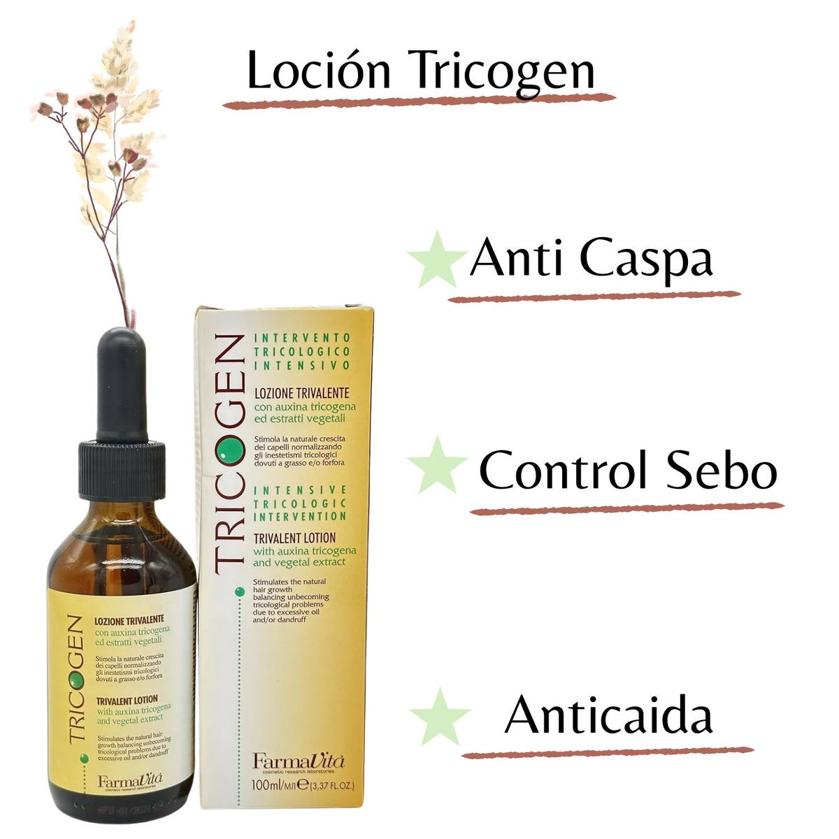 FARMAVITA - Loción Farmavita  Tricogen 100ml Ayuda Con La Caida Y El Sebo