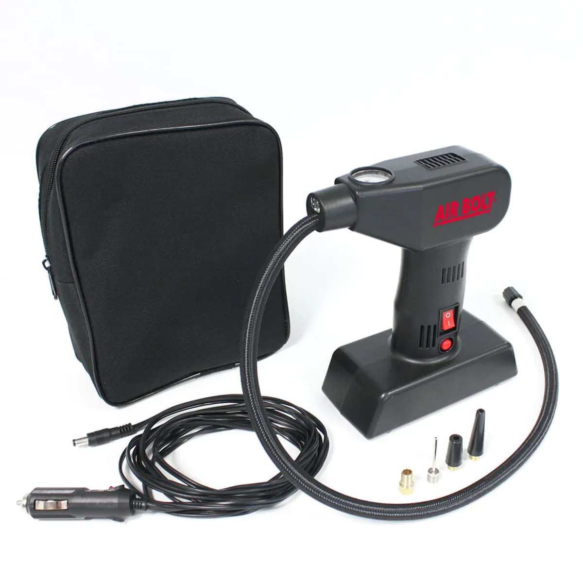 AIR BOLT - Inflador Compresor de Aire para Neumaticos Portatil Para Auto Moto Bicicleta Air Bolt 12v C/ Luz Led