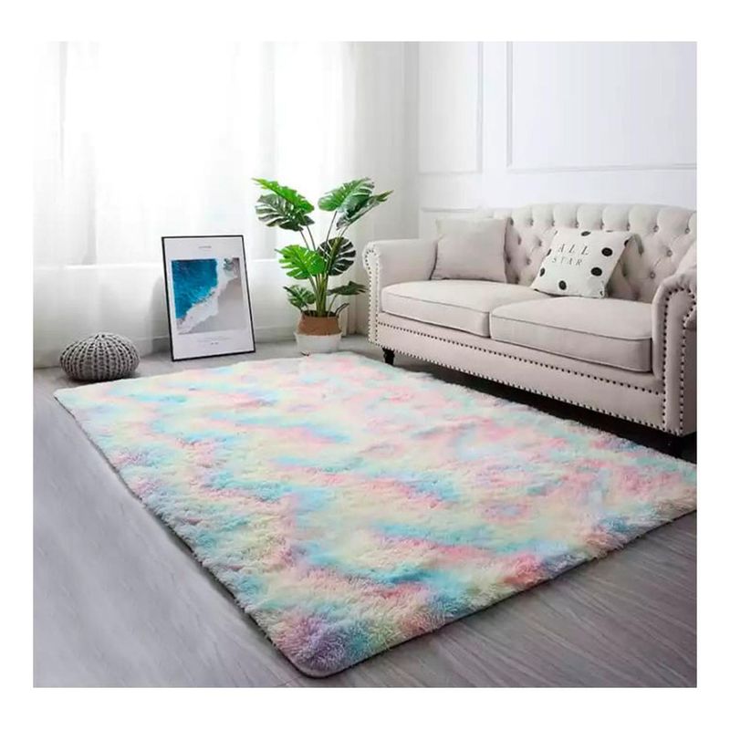 GENERICO - Alfombra Peluda Suave Decorativa Hogar Oficina Variedad En Colores Diseño Jaspeado 240x200 - Multicolor
