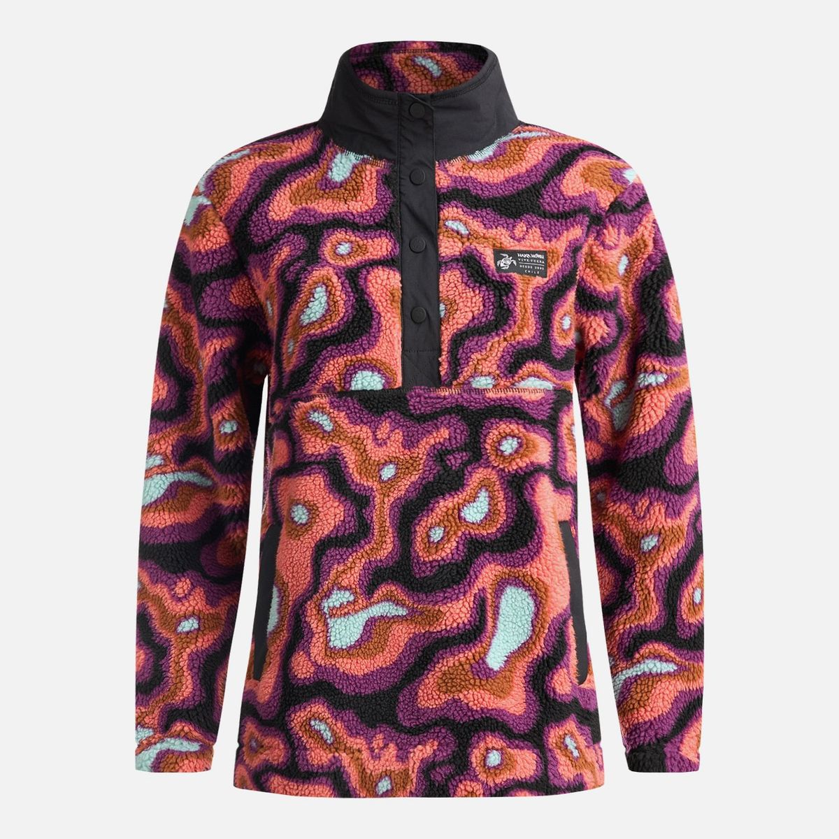 HAKA HONU - Poleron Mujer Chi-Porrito Print Negro Haka Honu