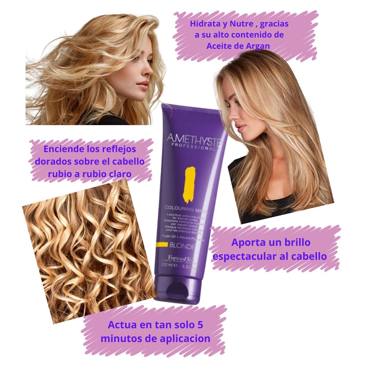 FARMAVITA - Mascara Farmavita Amethyste Blonde 250ml Matizadora de Cabellos Rubios