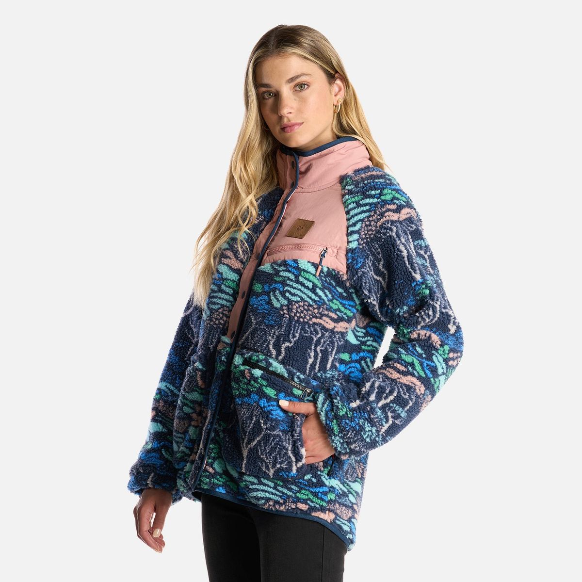 HAKA HONU - Poleron Mujer Zip-Porrito Print Azul Haka Honu