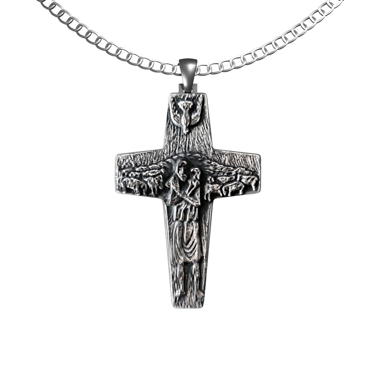 CRUZ BUEN PASTOR - Cruz del Buen Pastor Cadena de oro o plata para hombres