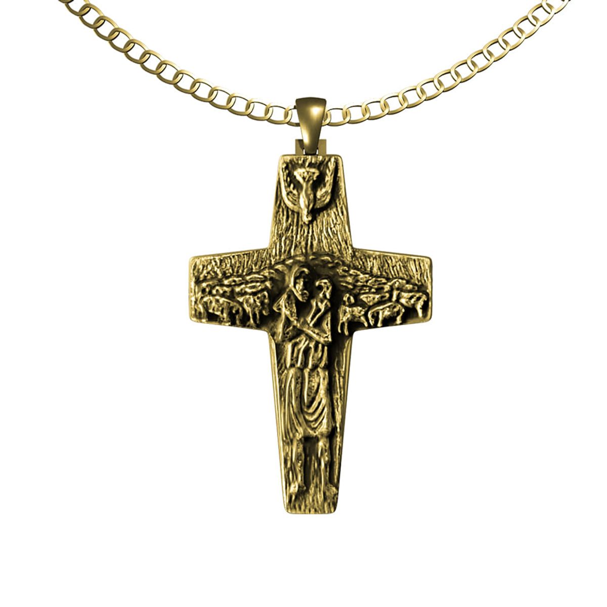 CRUZ BUEN PASTOR - Cruz del Buen Pastor Cadena de oro o plata para hombres