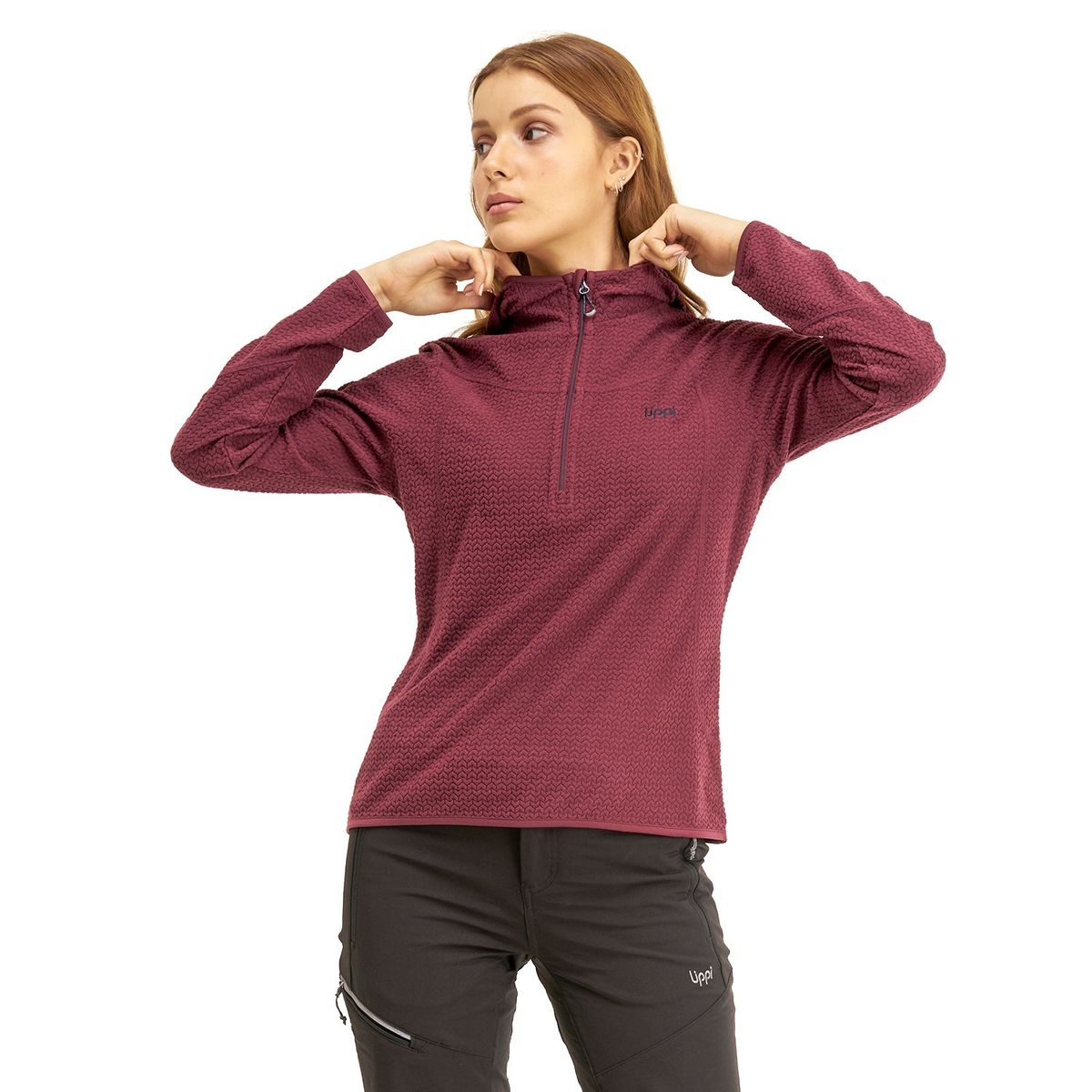 LIPPI - Poleron Mujer Jacaranda Nano-F 14 Zip Hoody Burdeo Lippi