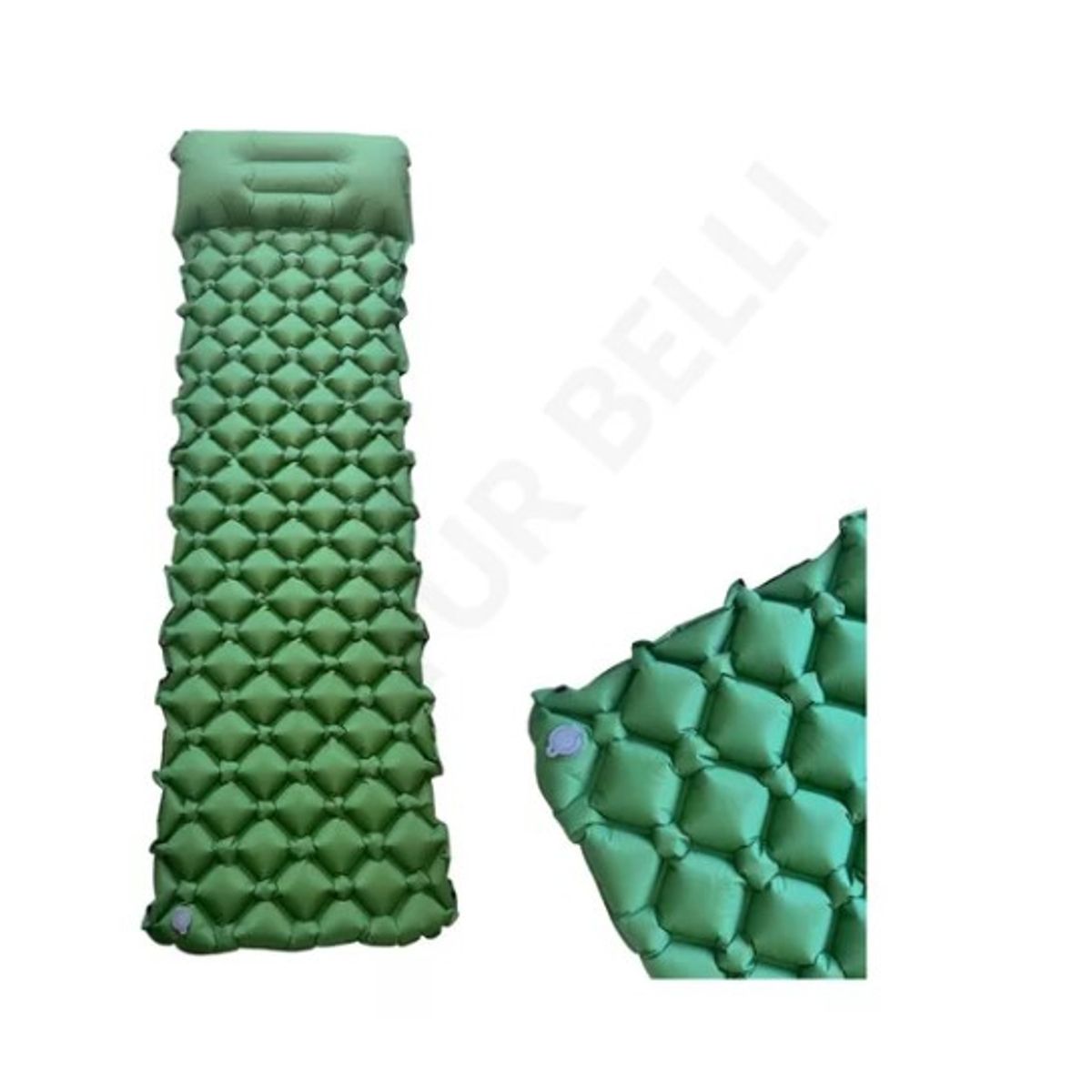 GENERICO - Colchoneta Inflable Portáti Acoplable Ligera Camping Verde