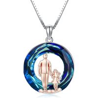 Collar papá e hija cristal Plata 925 joya mujer