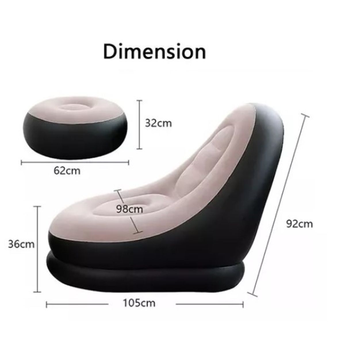 GENERICO - Sillón Inflable Puff Tumbona Con Reposa Pies