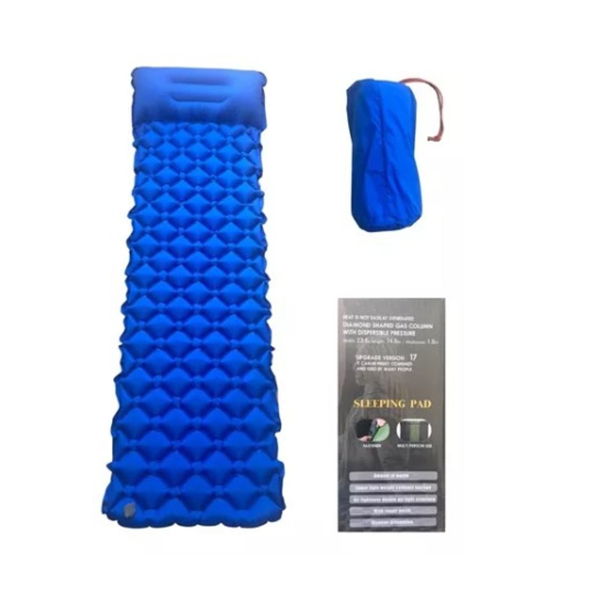 GENERICO - Colchoneta Inflable Portáti  Y Acoplable Ligera Camping Azul