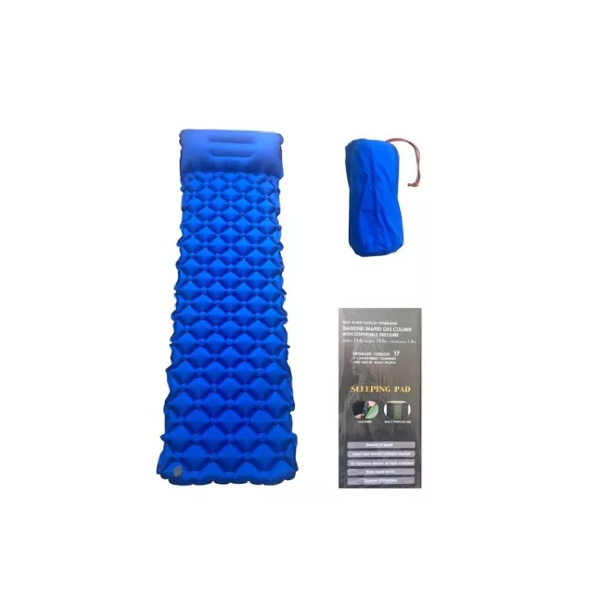 GENERICO - Colchoneta Inflable Portáti  Y Acoplable Ligera Camping Azul