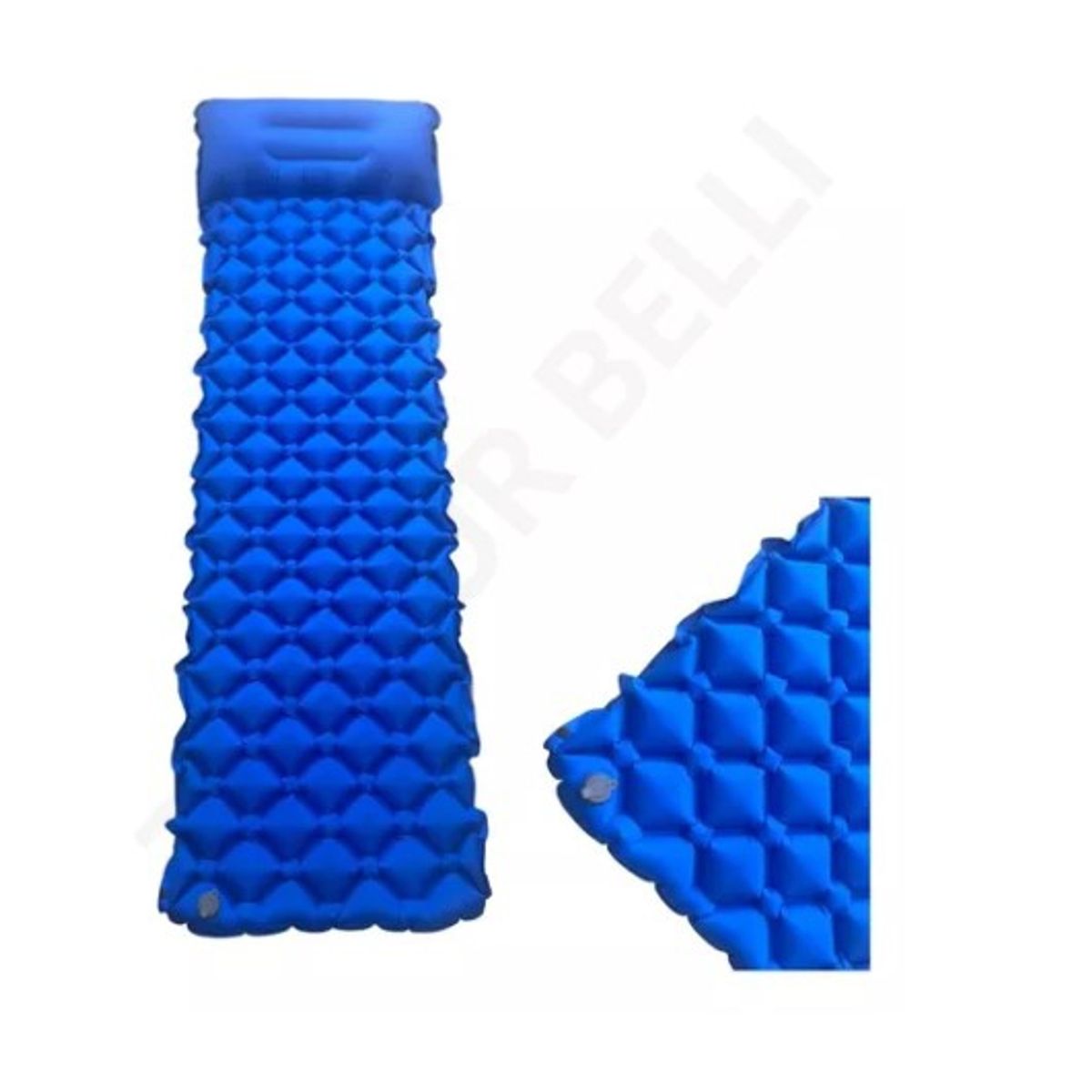 GENERICO - Colchoneta Inflable Portáti  Y Acoplable Ligera Camping Azul