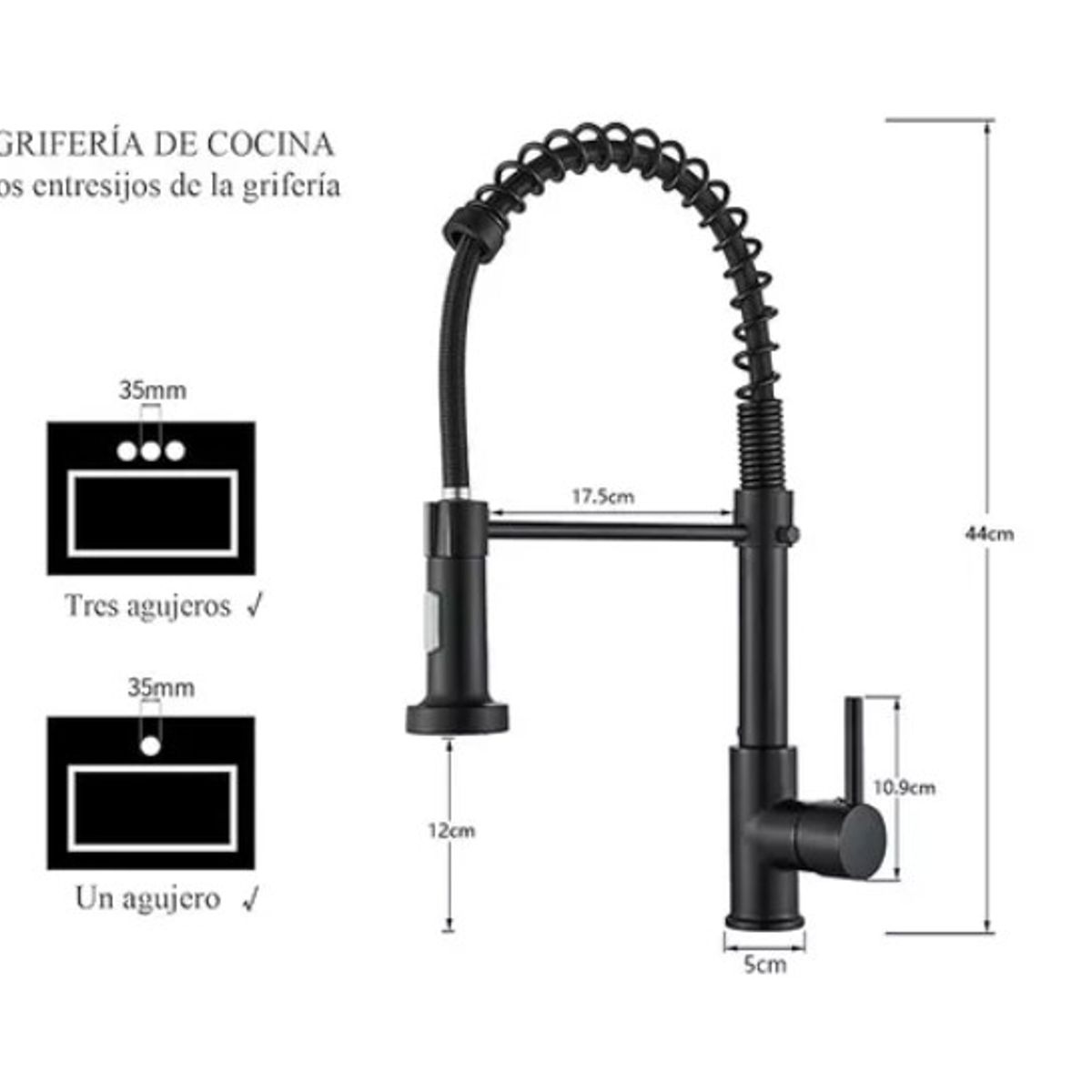 GENERICO - Llave Monomando Lavaplatos Flexible Griferia Cocina