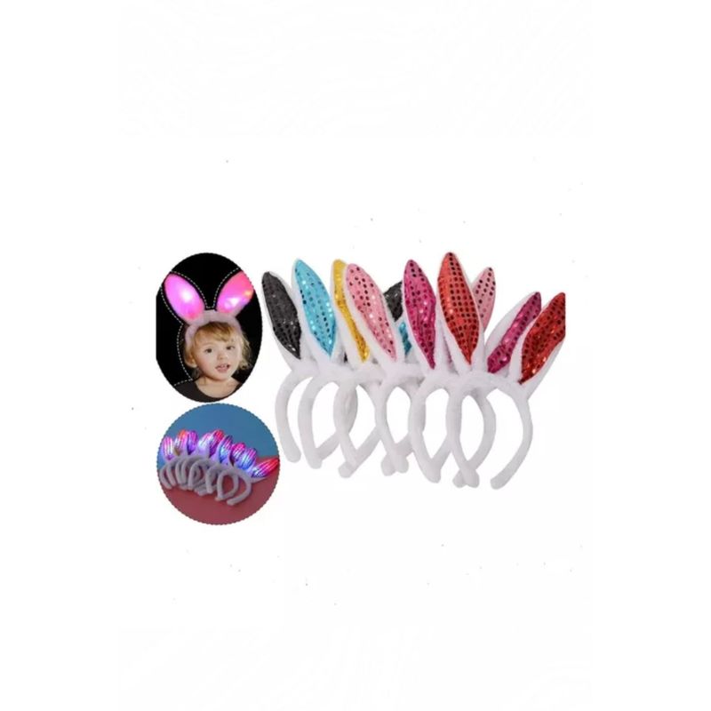 GENERICO - Pack 12 Cintillos Orejas De Conejo De Pascua Con Luz Led